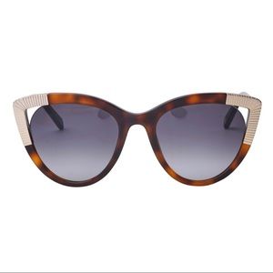 Balmain Cat Eye Sunglasses in Tortoise and Gold